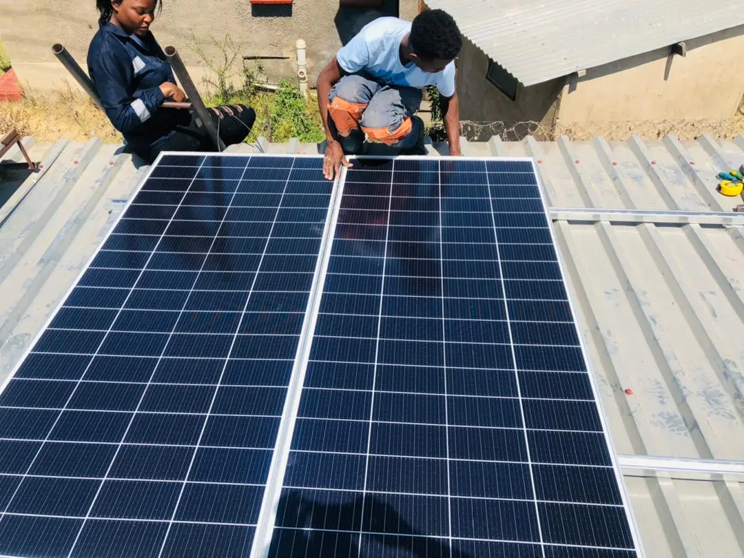 Solar panel installation on a Zimbabwean home